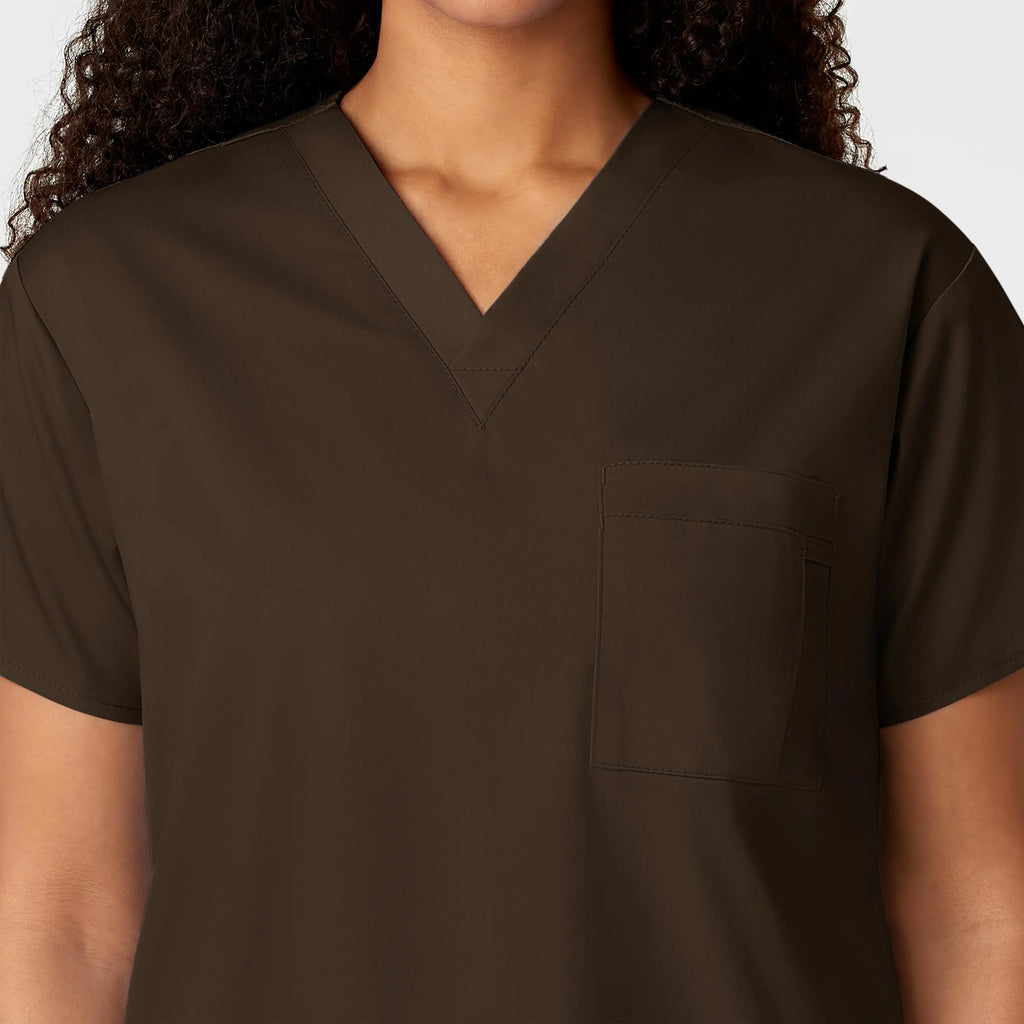 Wink Scrubs Unisex V-Neck Scrub Top Chocolate | scrub-supply.com