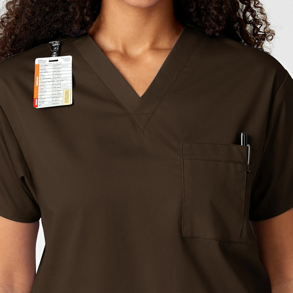 Wink Scrubs Unisex V-Neck Scrub Top Chocolate | scrub-supply.com