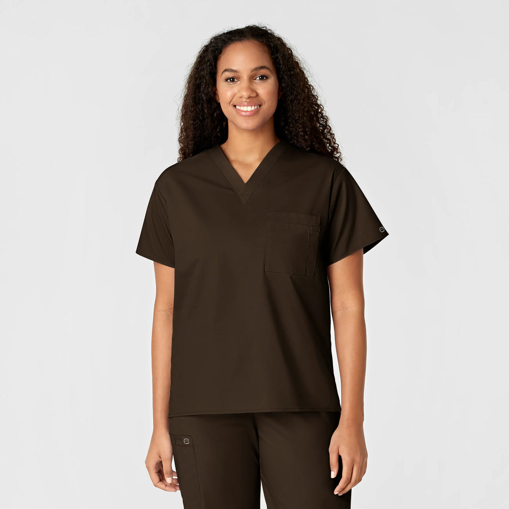 Wink Scrubs Unisex V-Neck Scrub Top Chocolate | scrub-supply.com