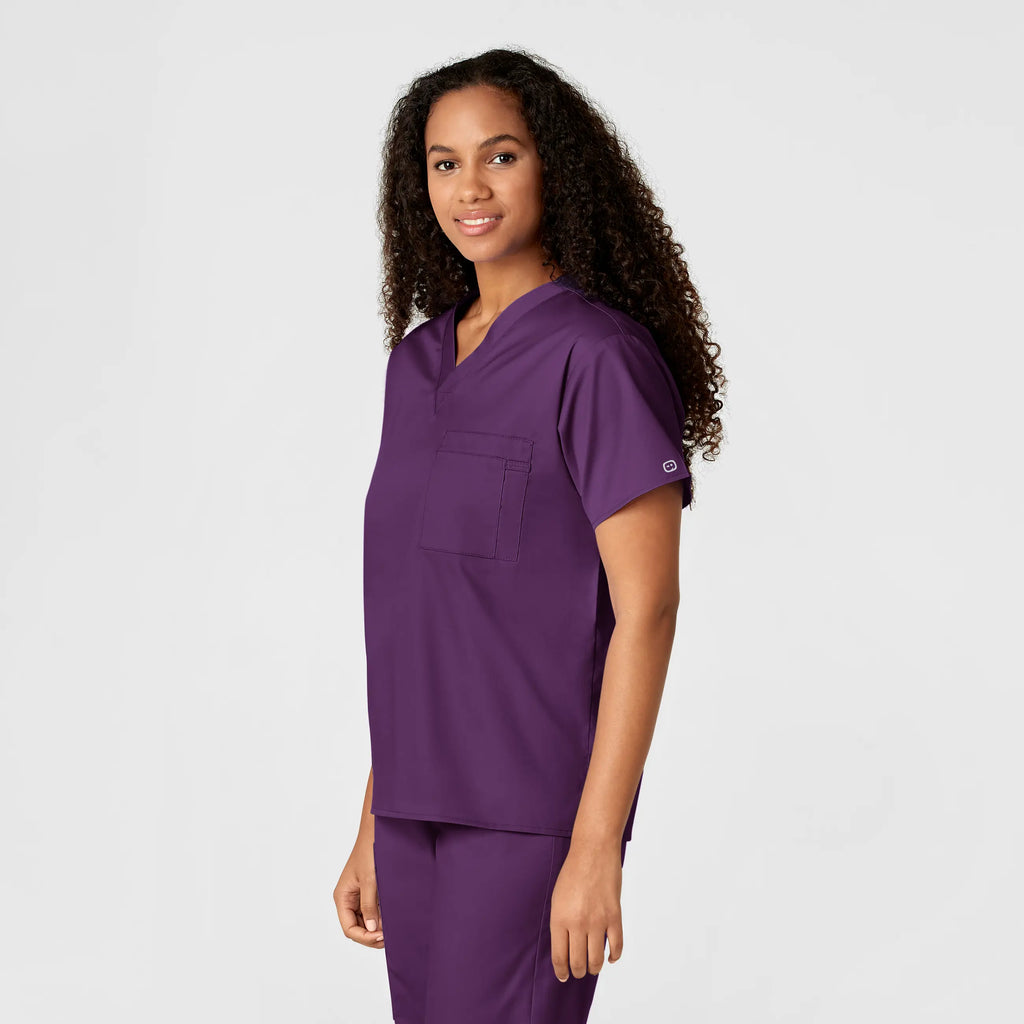 Wink Scrubs Unisex V-Neck Scrub Top Eggplant | scrub-supply.com