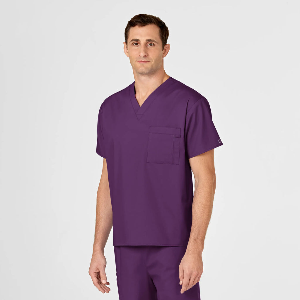 Wink Scrubs Unisex V-Neck Scrub Top Eggplant | scrub-supply.com