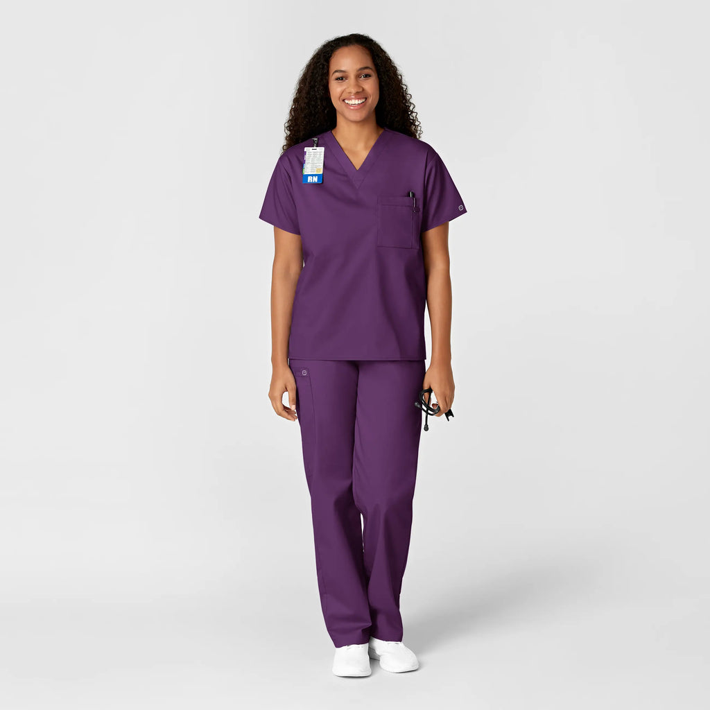 Wink Scrubs Unisex V-Neck Scrub Top Eggplant | scrub-supply.com