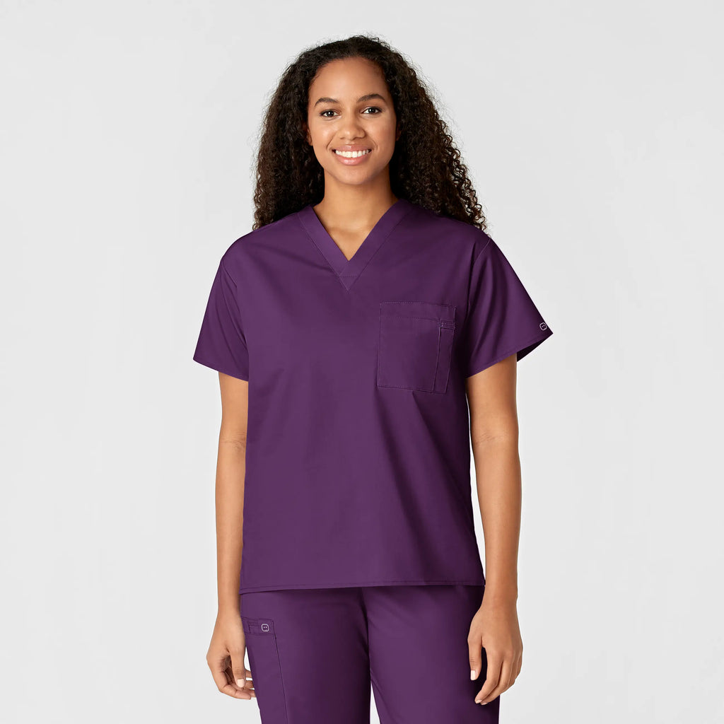 Wink Scrubs Unisex V-Neck Scrub Top Eggplant | scrub-supply.com