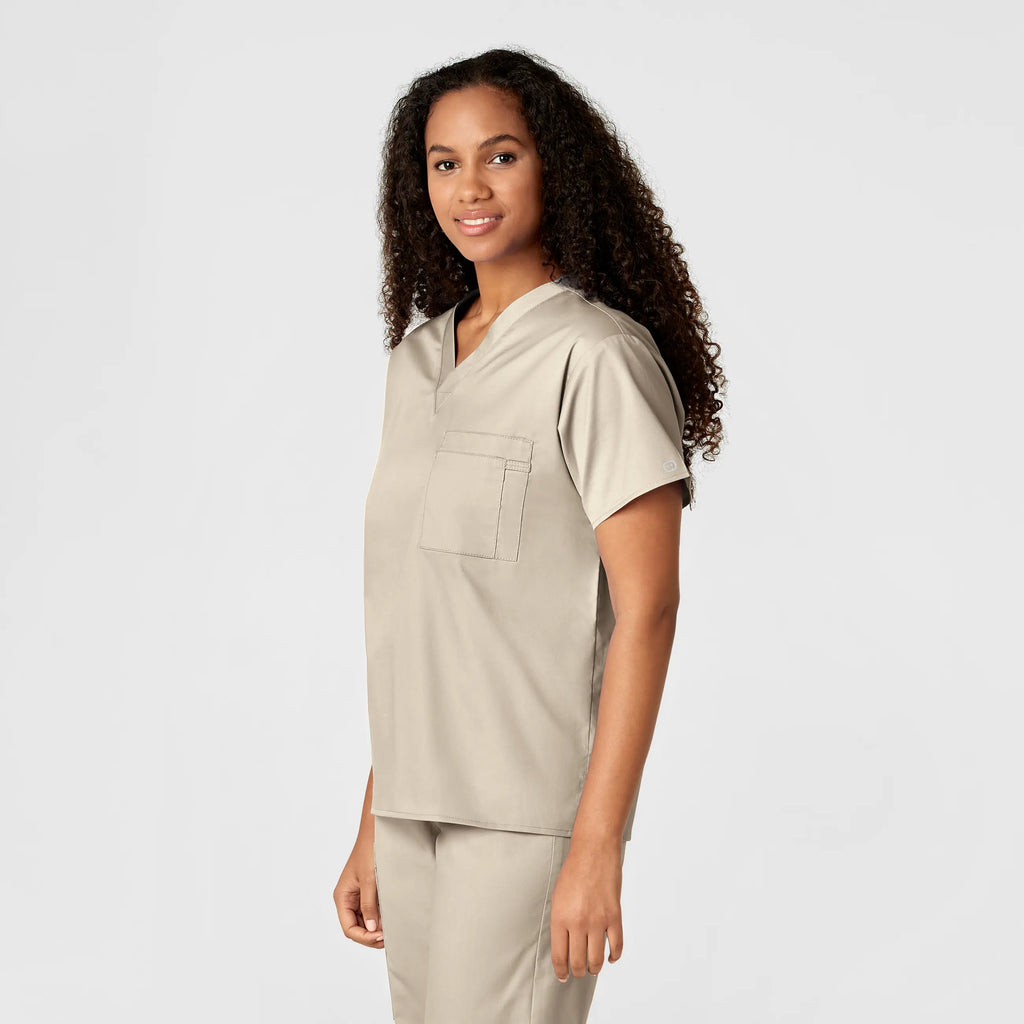 Wink Scrubs Unisex V-Neck Scrub Top Khaki | scrub-supply.com