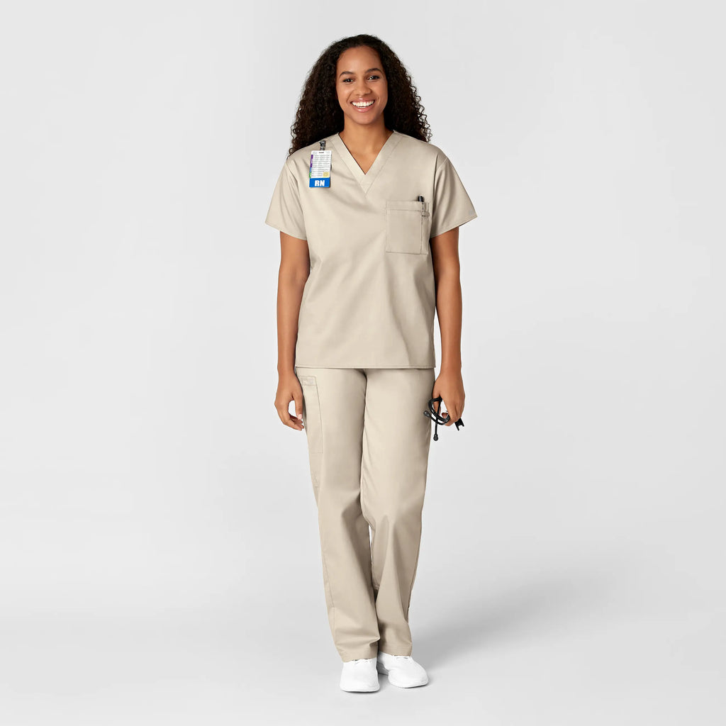 Wink Scrubs Unisex V-Neck Scrub Top Khaki | scrub-supply.com