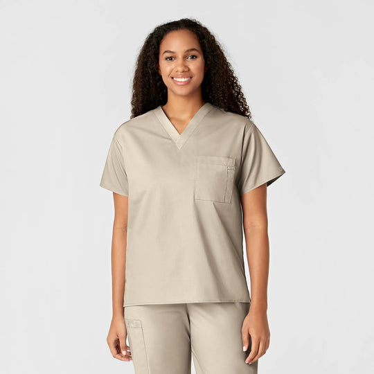 Wink Scrubs Unisex V-Neck Scrub Top Khaki | scrub-supply.com