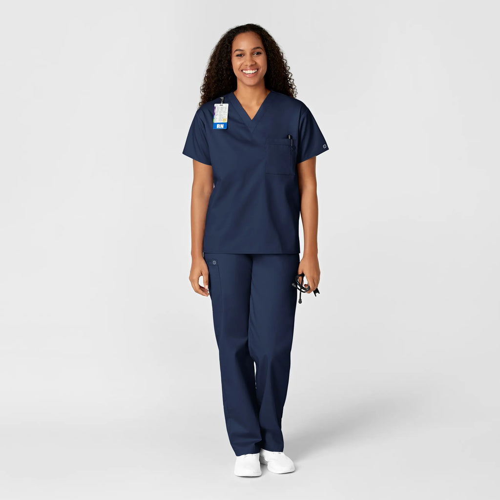 Wink Scrubs Unisex V-Neck Scrub Top Navy | scrub-supply.com