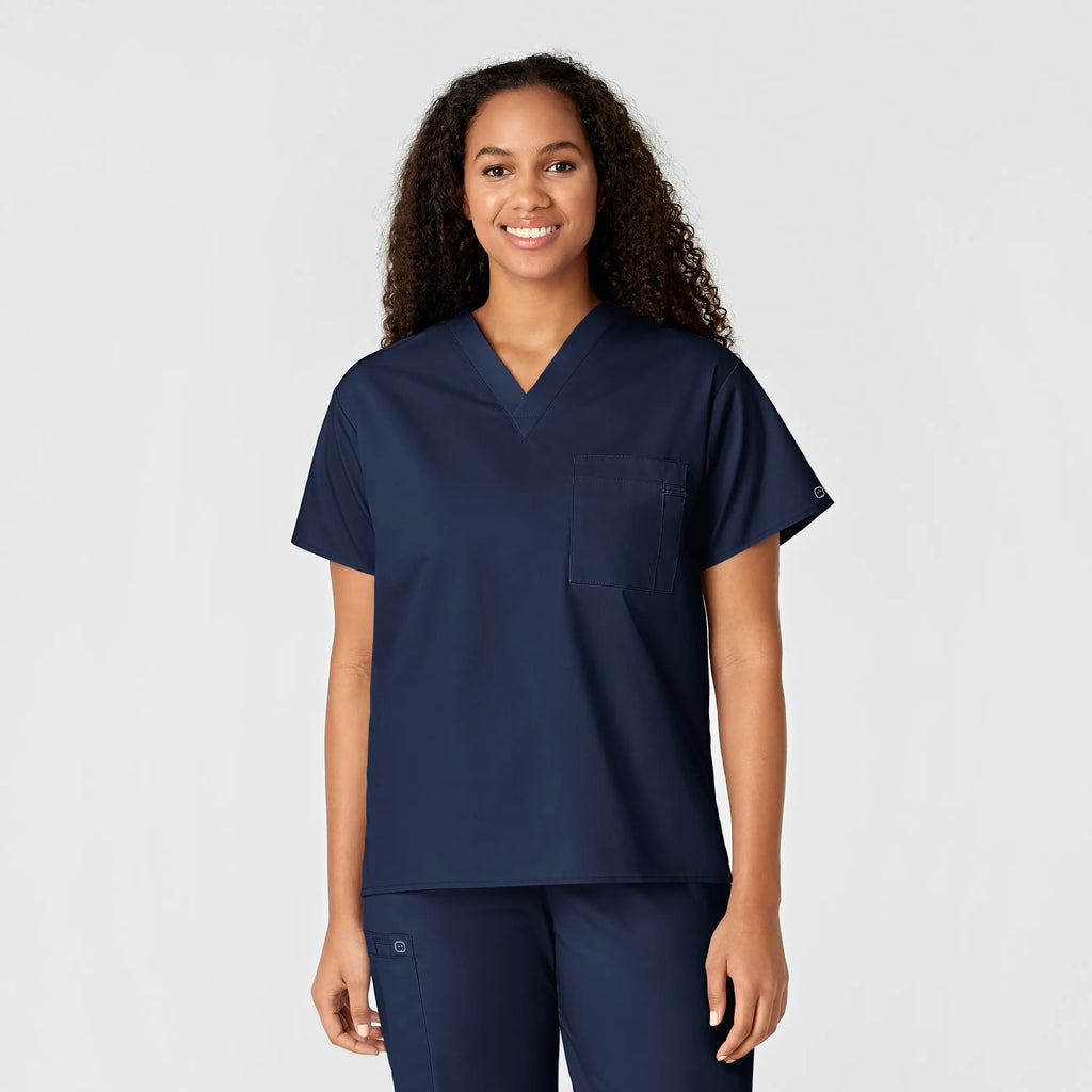 Wink Scrubs Unisex V-Neck Scrub Top Navy | scrub-supply.com