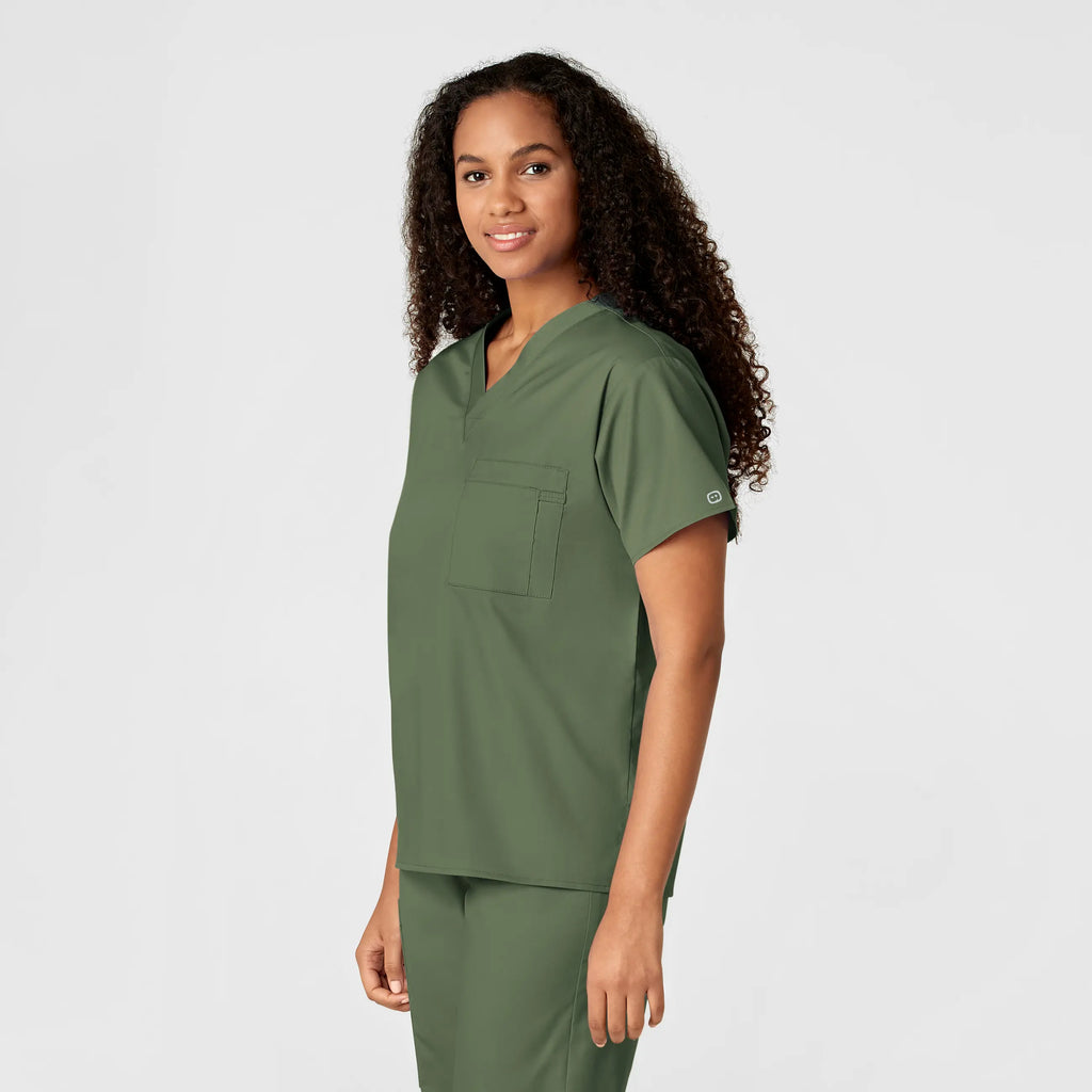 Wink Scrubs Unisex V-Neck Scrub Top Olive | scrub-supply.com