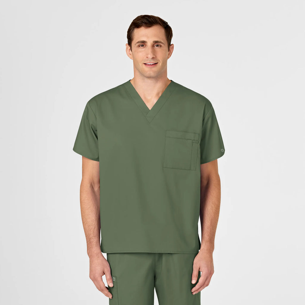 Wink Scrubs Unisex V-Neck Scrub Top Olive | scrub-supply.com