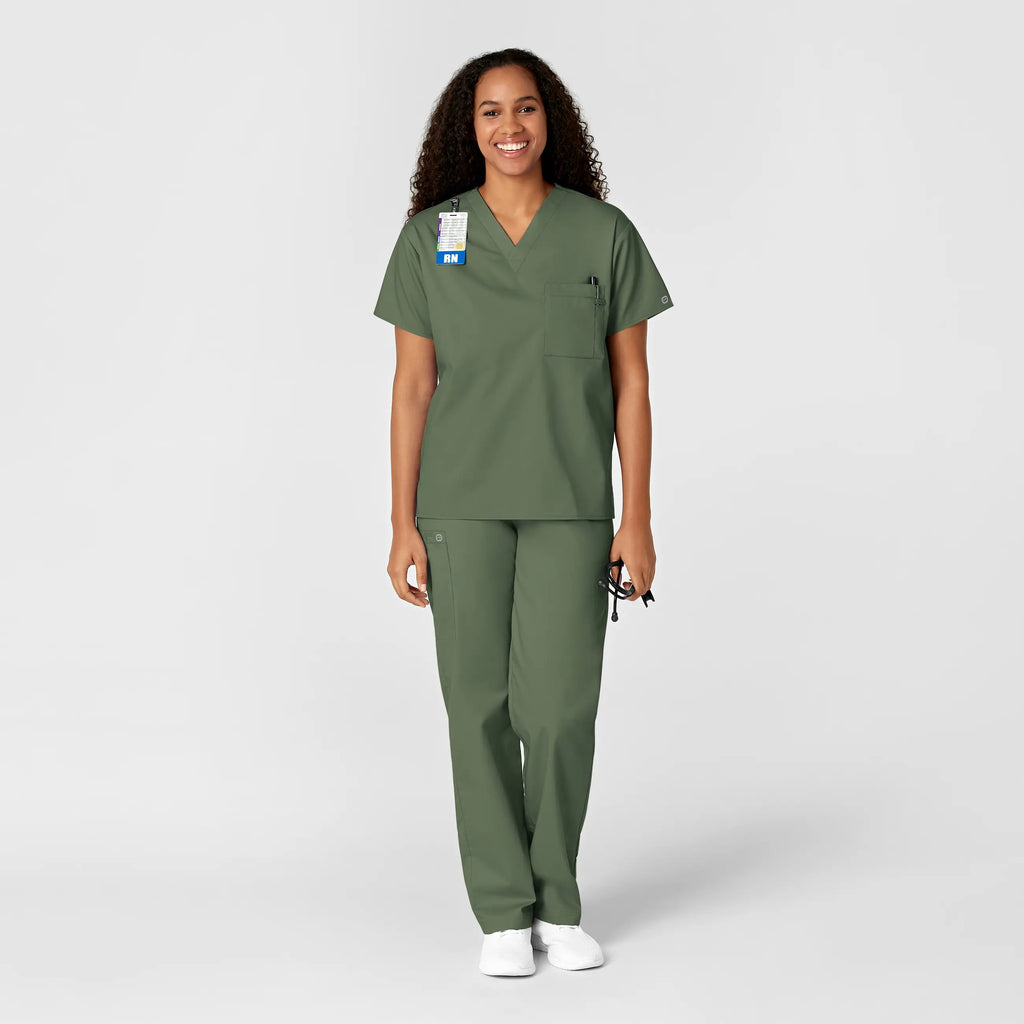 Wink Scrubs Unisex V-Neck Scrub Top Olive | scrub-supply.com