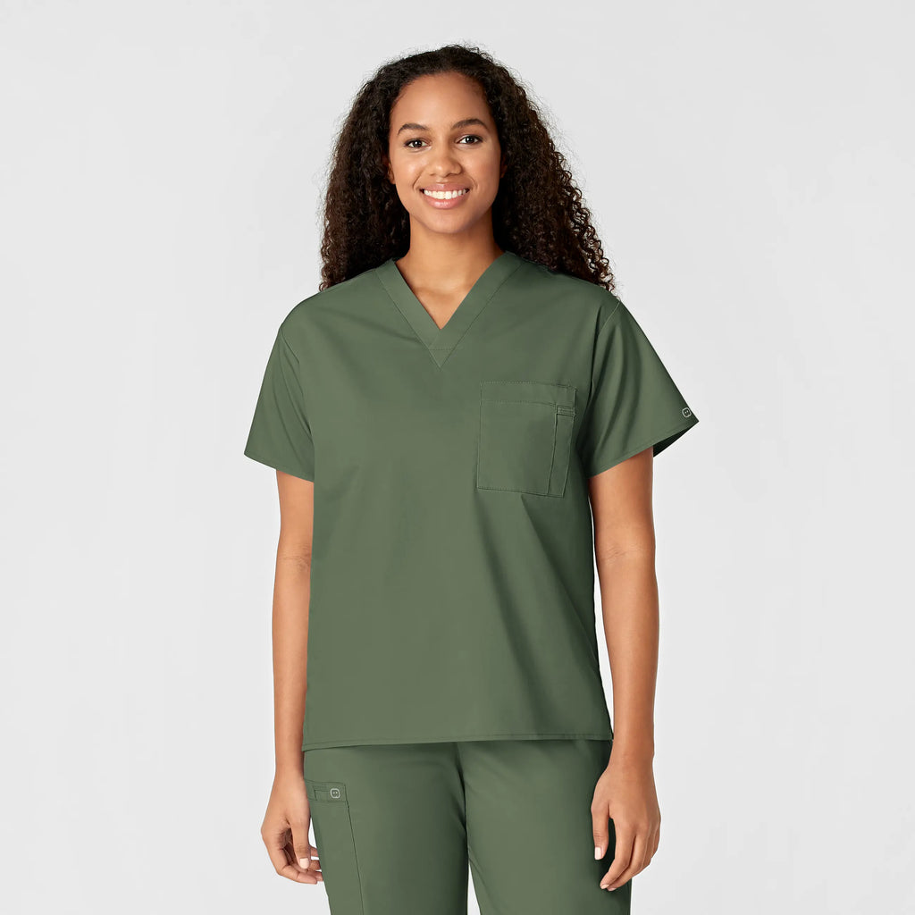 Wink Scrubs Unisex V-Neck Scrub Top Olive | scrub-supply.com