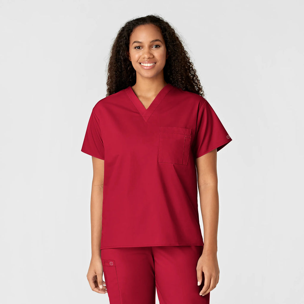 Wink Scrubs Unisex V-Neck Scrub Top Red | scrub-supply.com