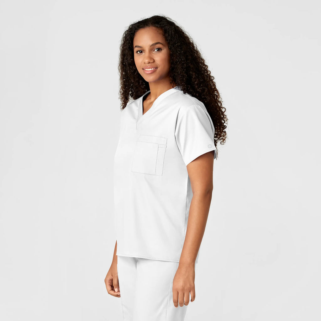 Wink Scrubs Unisex V-Neck Scrub Top White | scrub-supply.com