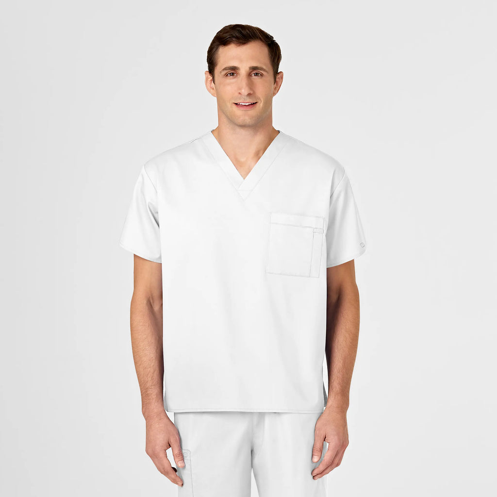 Wink Scrubs Unisex V-Neck Scrub Top White | scrub-supply.com