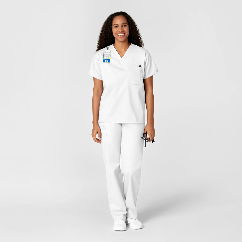 Wink Scrubs Unisex V-Neck Scrub Top White | scrub-supply.com