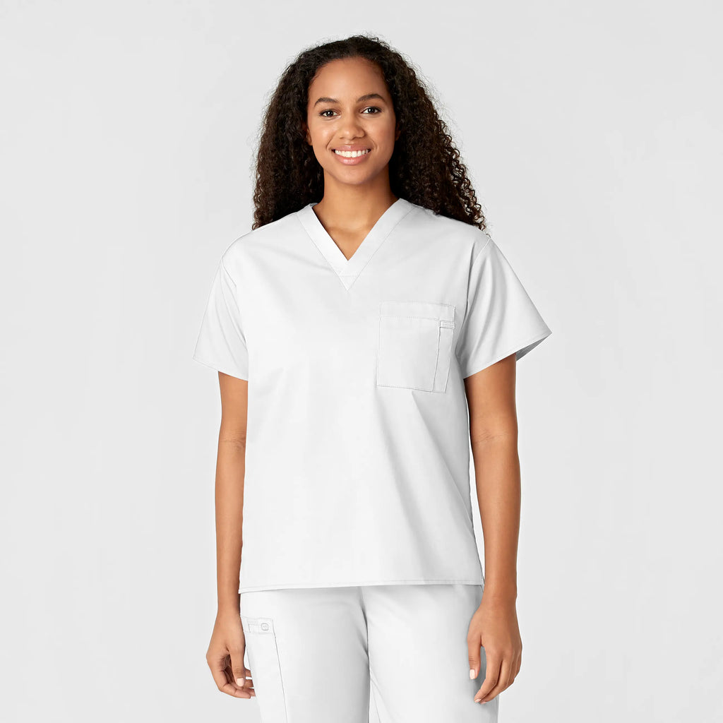 Wink Scrubs Unisex V-Neck Scrub Top White | scrub-supply.com