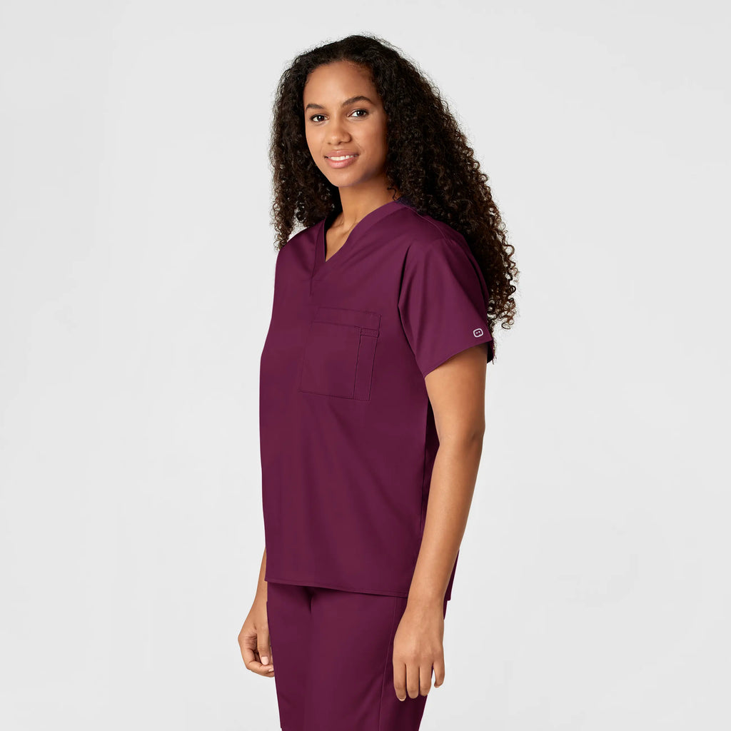 Wink Scrubs Unisex V-Neck Scrub Top Wine | scrub-supply.com