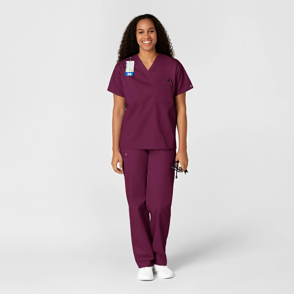 Wink Scrubs Unisex V-Neck Scrub Top Wine | scrub-supply.com