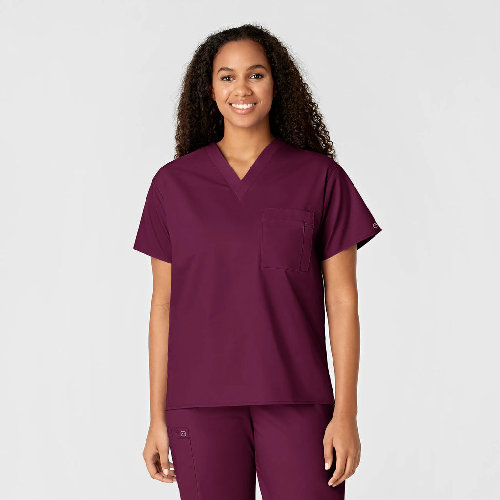 Wink Scrubs Unisex V-Neck Scrub Top Wine | scrub-supply.com