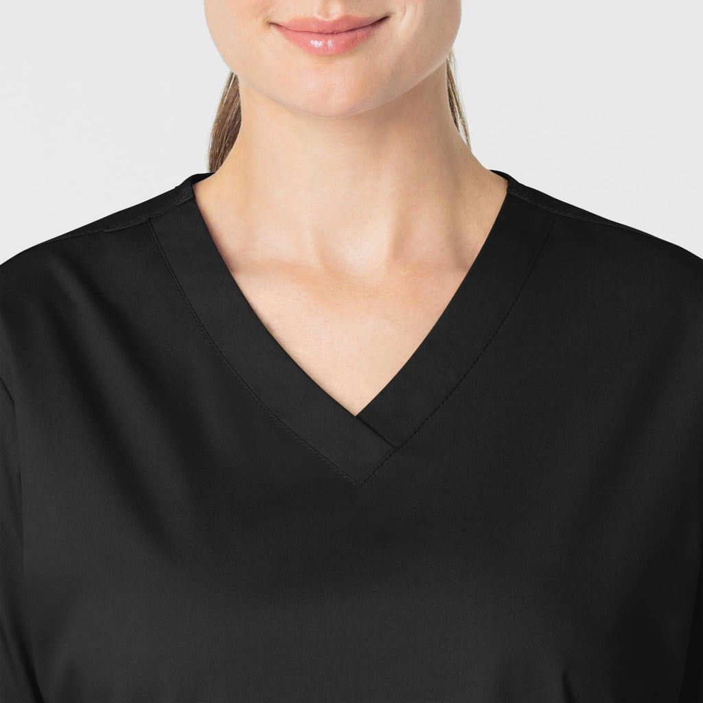 Wink Scrubs Women's WonderWORK V-Neck Scrub Top Black | scrub-supply.com