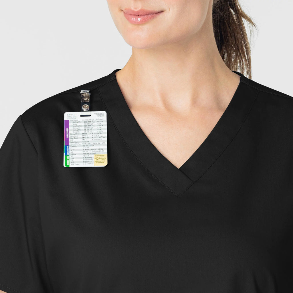 Wink Scrubs Women's WonderWORK V-Neck Scrub Top Black | scrub-supply.com