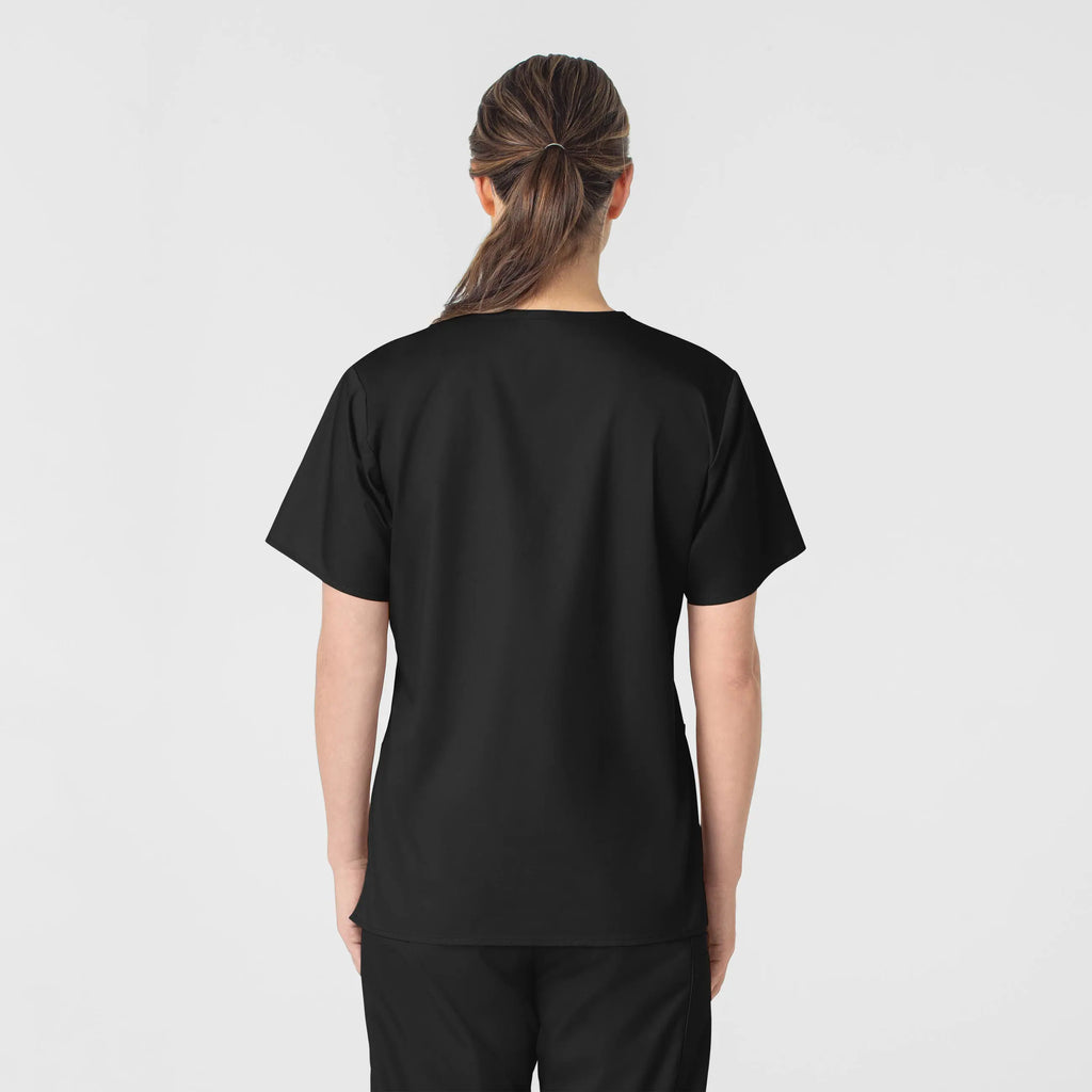 Wink Scrubs Women's WonderWORK V-Neck Scrub Top Black | scrub-supply.com