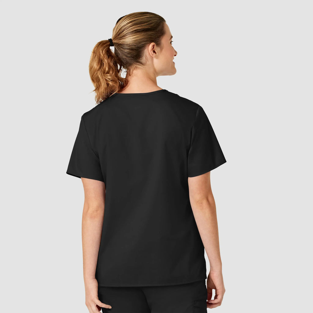 Wink Scrubs Women's WonderWORK V-Neck Scrub Top Black | scrub-supply.com