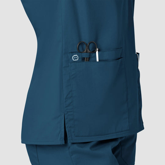 Wink Scrubs Women's WonderWORK V-Neck Scrub Top Caribbean Blue | scrub-supply.com
