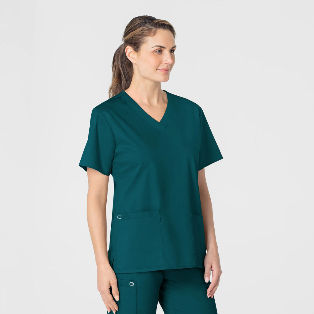 Wink Scrubs Women's WonderWORK V-Neck Scrub Top Caribbean Blue | scrub-supply.com