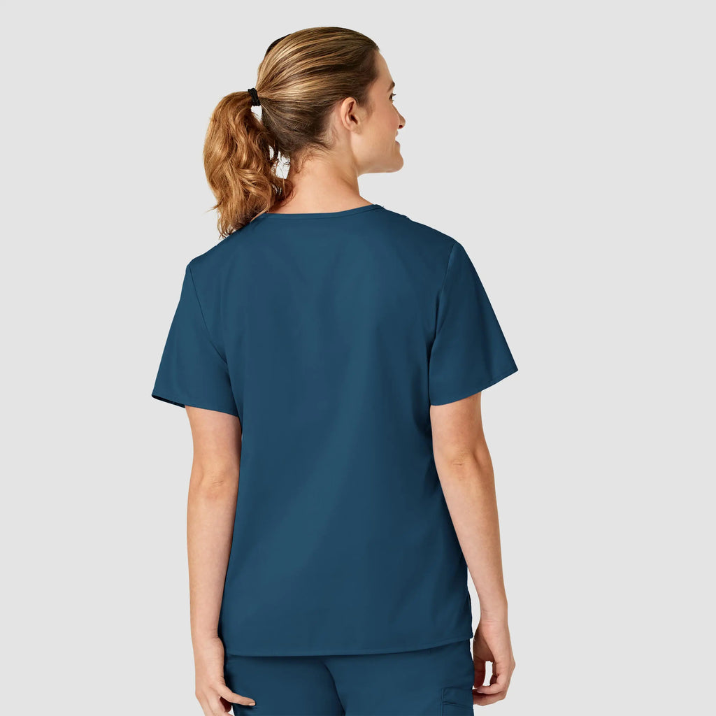 Wink Scrubs Women's WonderWORK V-Neck Scrub Top Caribbean Blue | scrub-supply.com