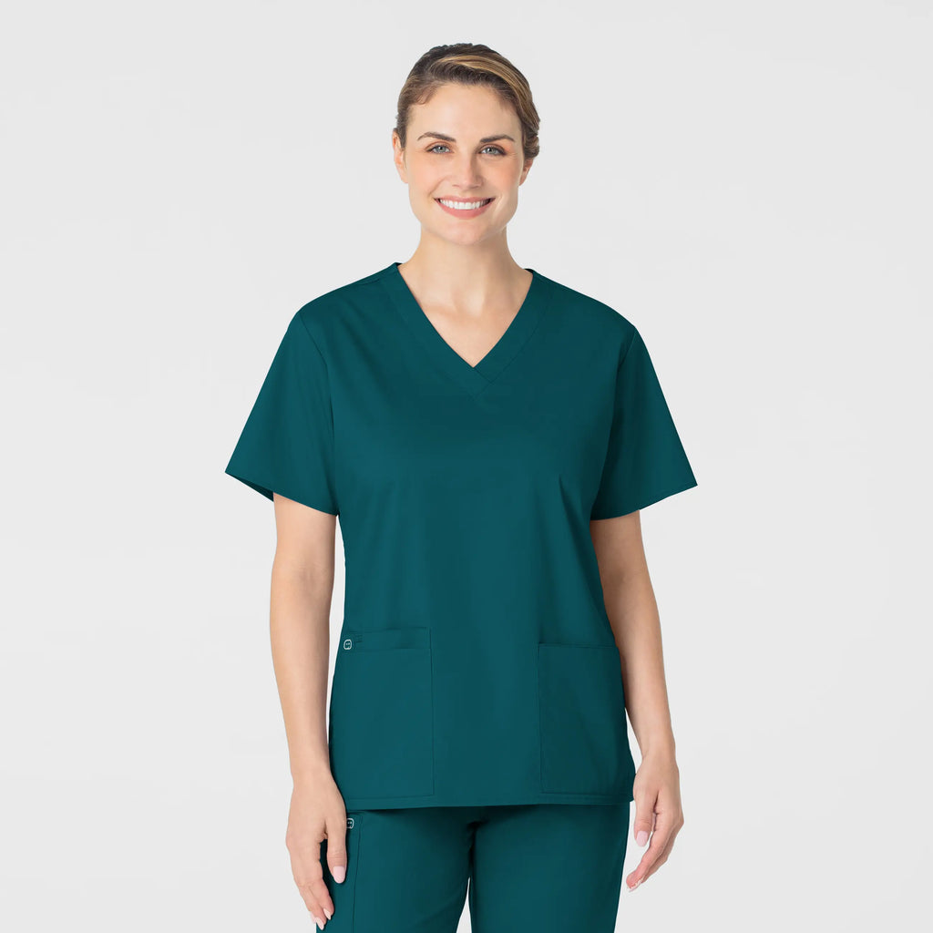 Wink Scrubs Women's WonderWORK V-Neck Scrub Top Caribbean Blue | scrub-supply.com