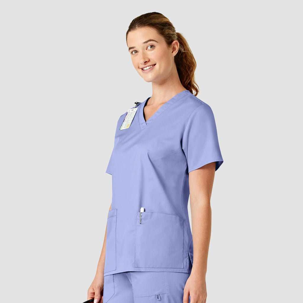 Wink Scrubs Women's WonderWORK V-Neck Scrub Top Ceil Blue | scrub-supply.com