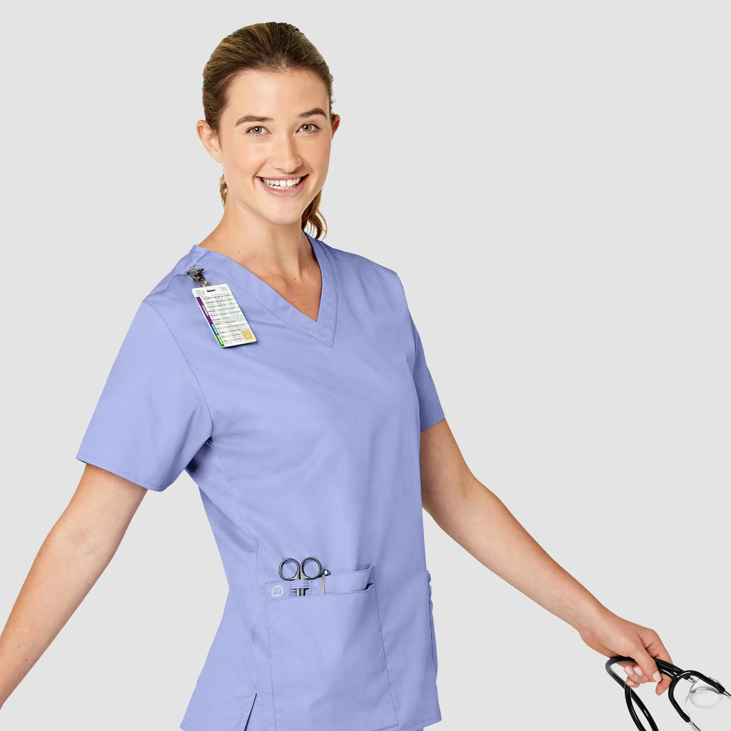 Wink Scrubs Women's WonderWORK V-Neck Scrub Top Ceil Blue | scrub-supply.com