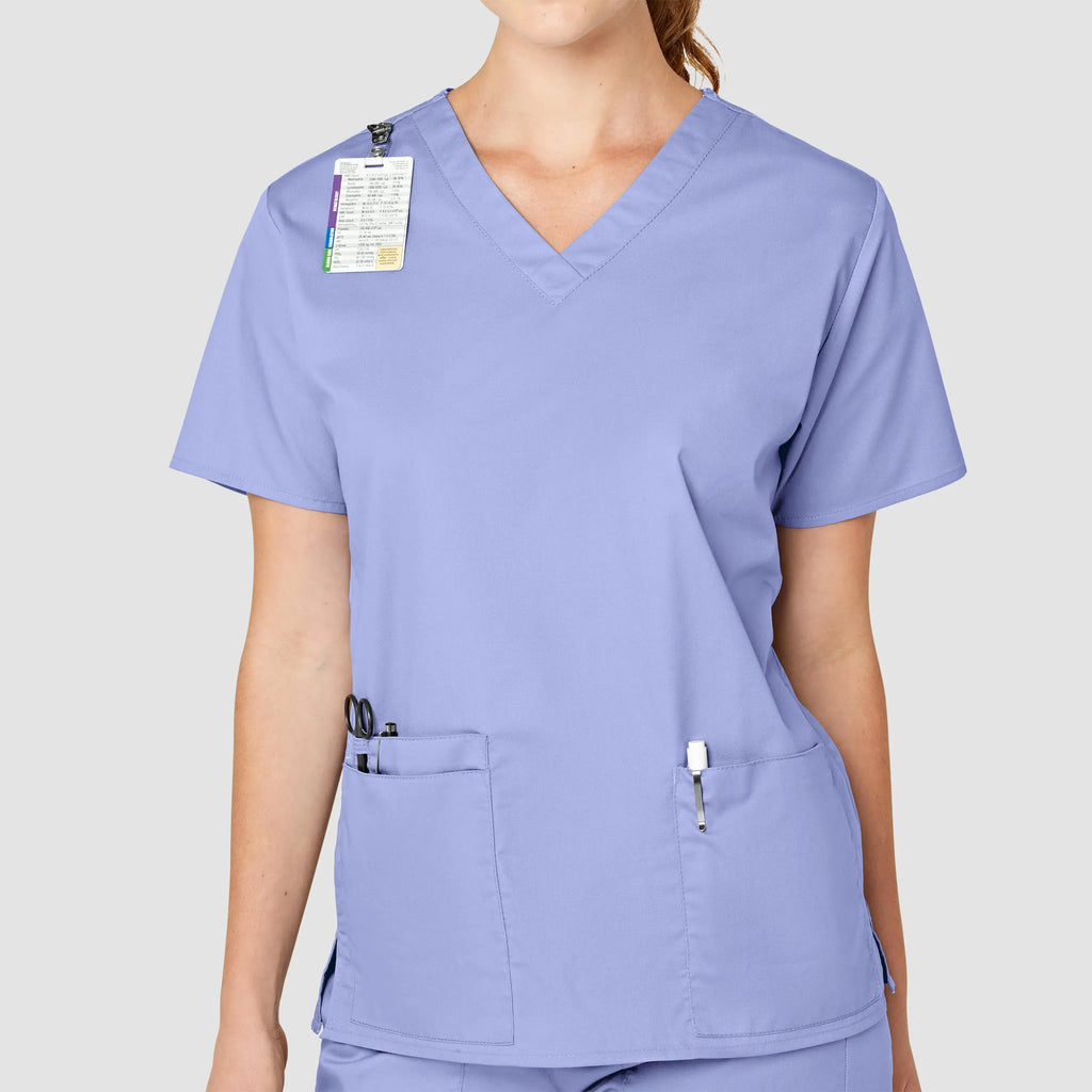 Wink Scrubs Women's WonderWORK V-Neck Scrub Top Ceil Blue | scrub-supply.com