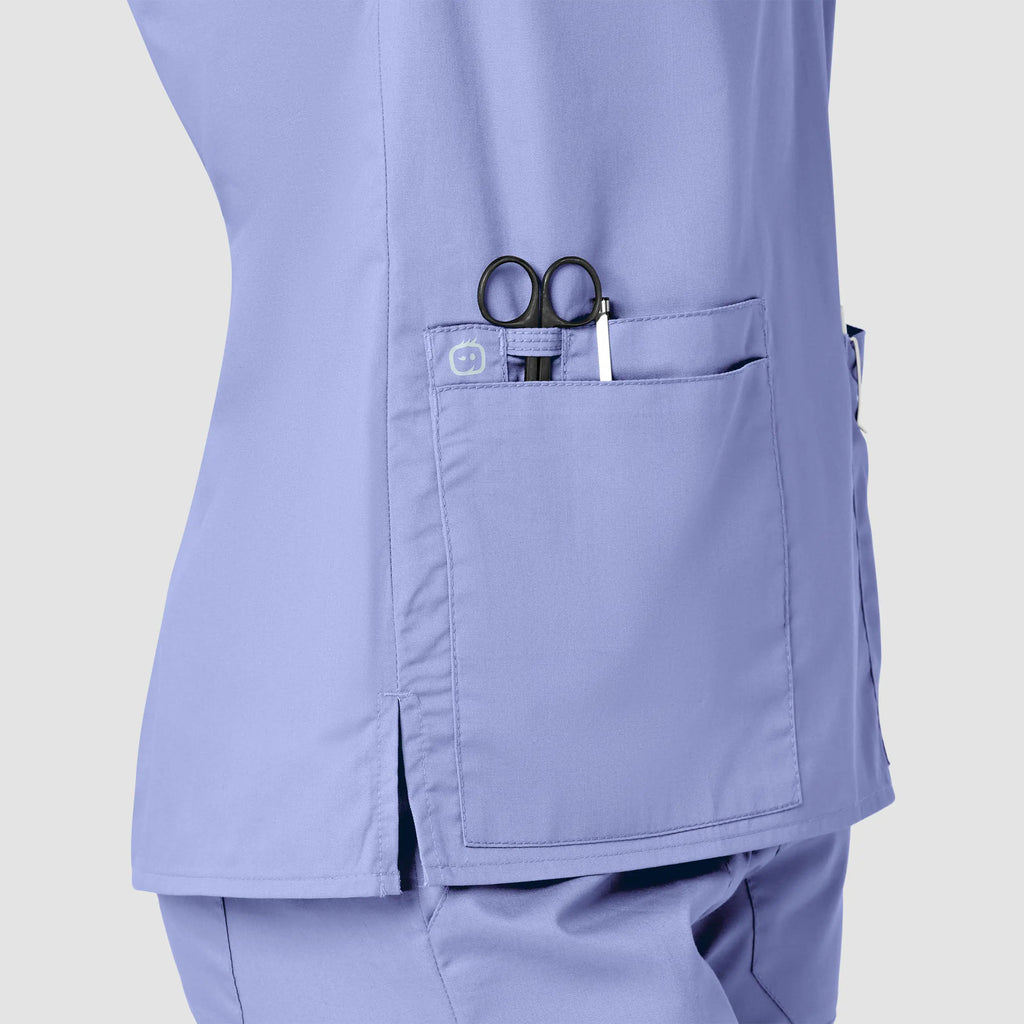 Wink Scrubs Women's WonderWORK V-Neck Scrub Top Ceil Blue | scrub-supply.com