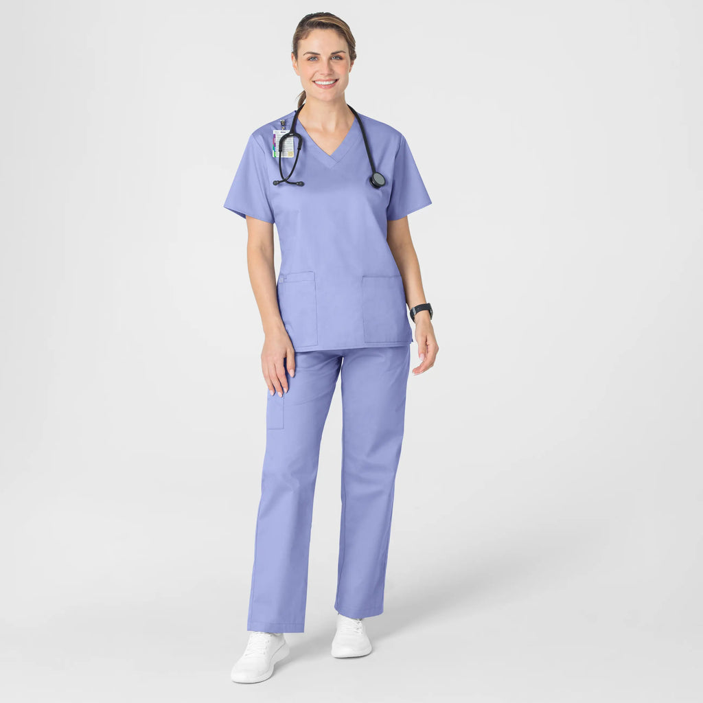 Wink Scrubs Women's WonderWORK V-Neck Scrub Top Ceil Blue | scrub-supply.com