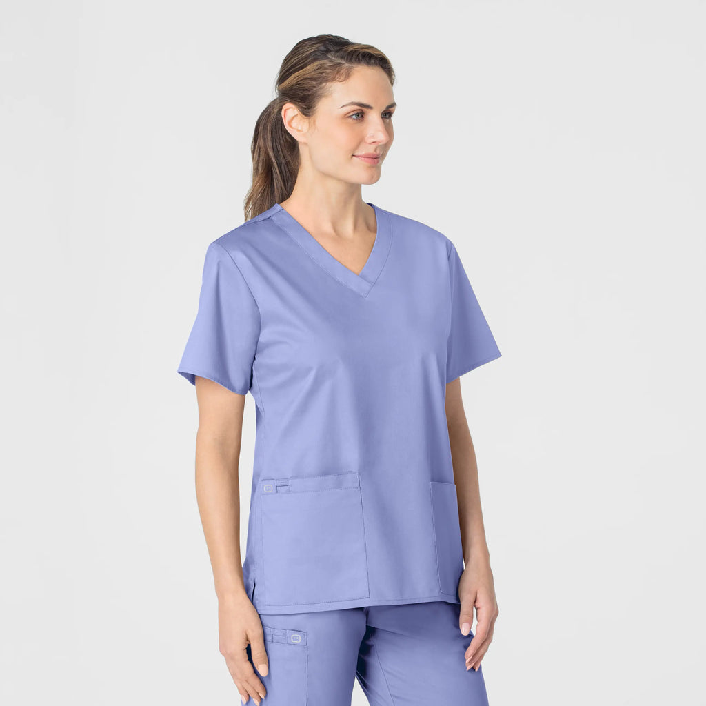 Wink Scrubs Women's WonderWORK V-Neck Scrub Top Ceil Blue | scrub-supply.com