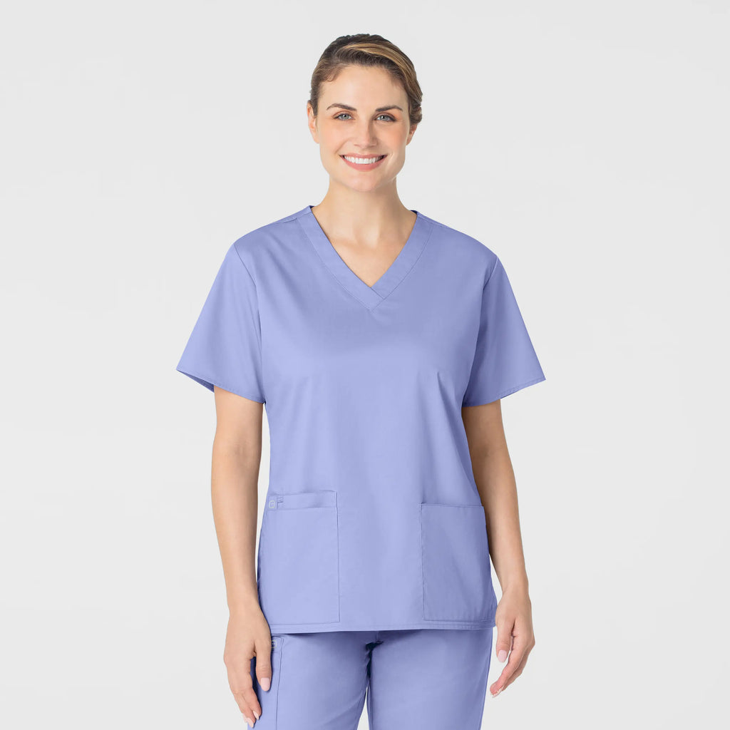 Wink Scrubs Women's WonderWORK V-Neck Scrub Top Ceil Blue | scrub-supply.com