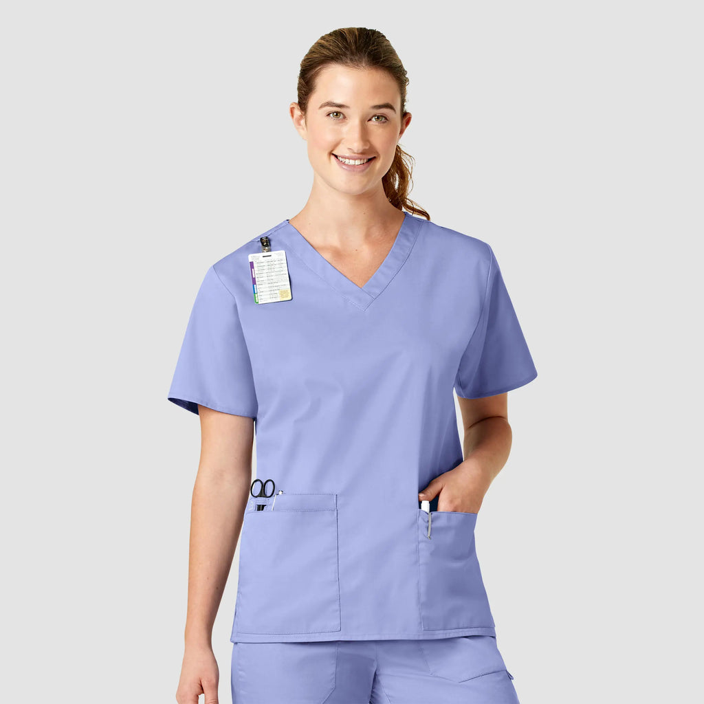 Wink Scrubs Women's WonderWORK V-Neck Scrub Top Ceil Blue | scrub-supply.com