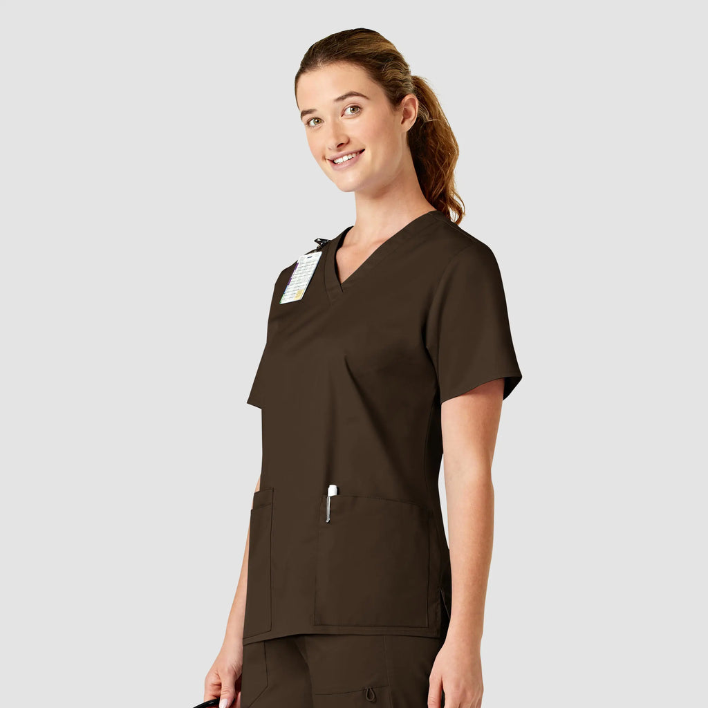 Wink Scrubs Women's WonderWORK V-Neck Scrub Top Chocolate | scrub-supply.com