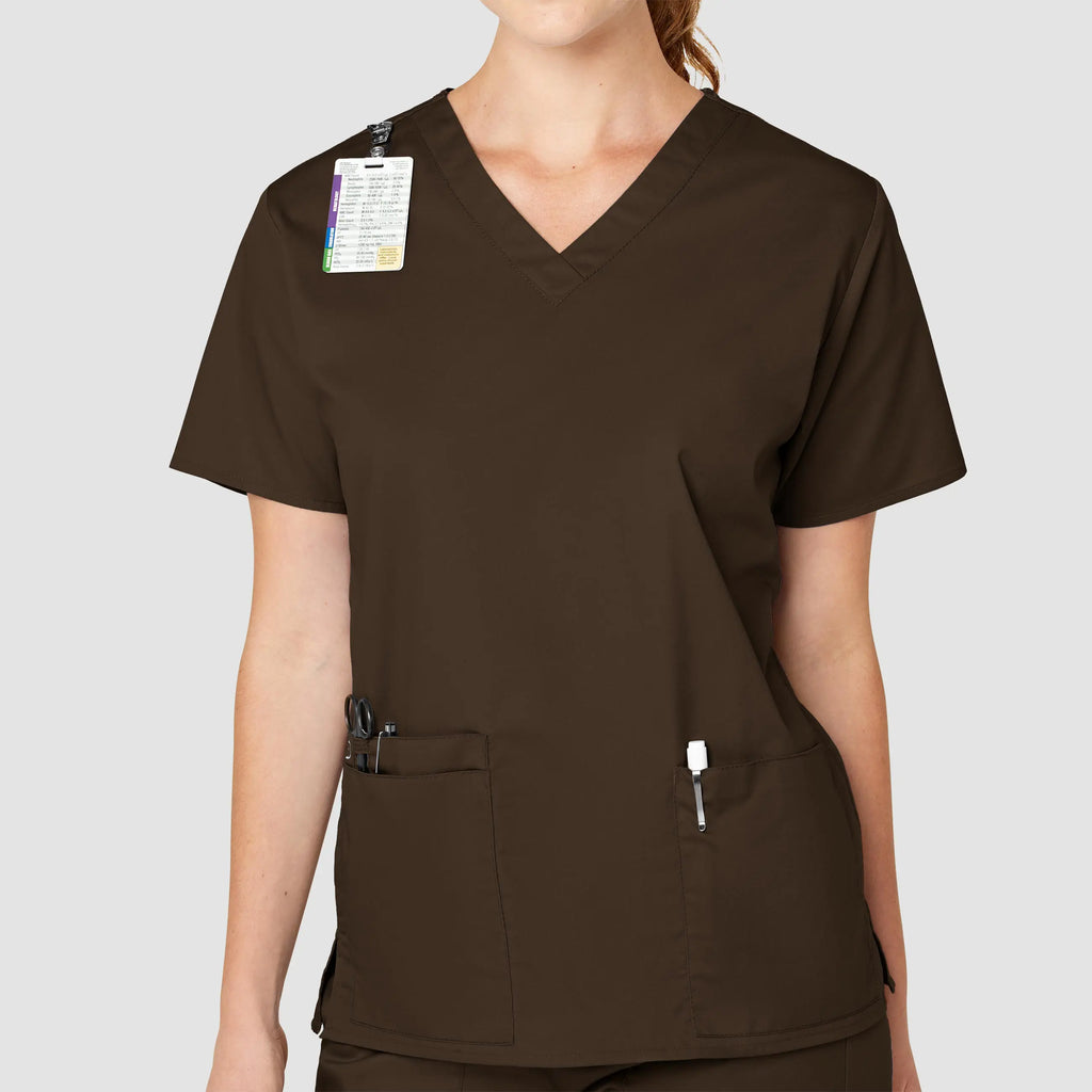 Wink Scrubs Women's WonderWORK V-Neck Scrub Top Chocolate | scrub-supply.com