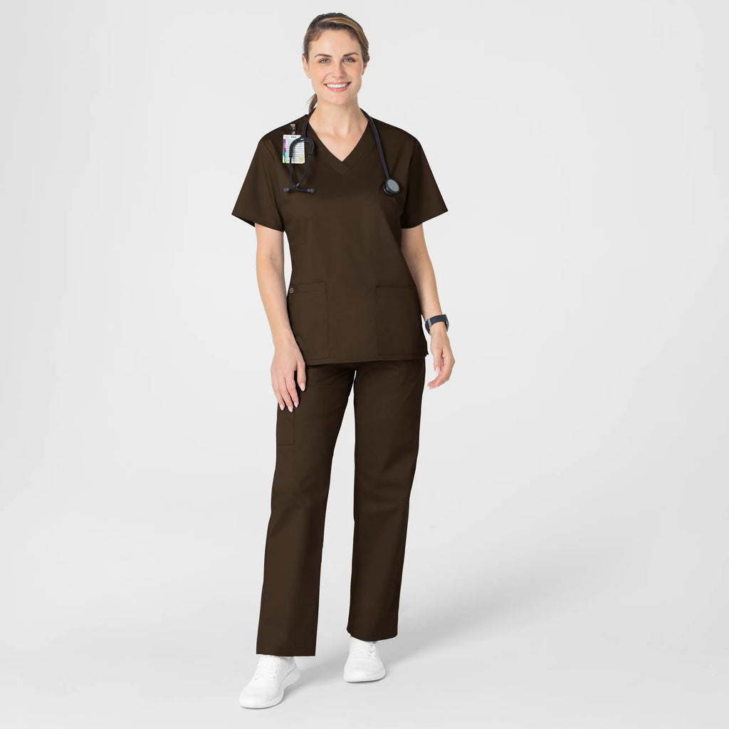 Wink Scrubs Women's WonderWORK V-Neck Scrub Top Chocolate | scrub-supply.com