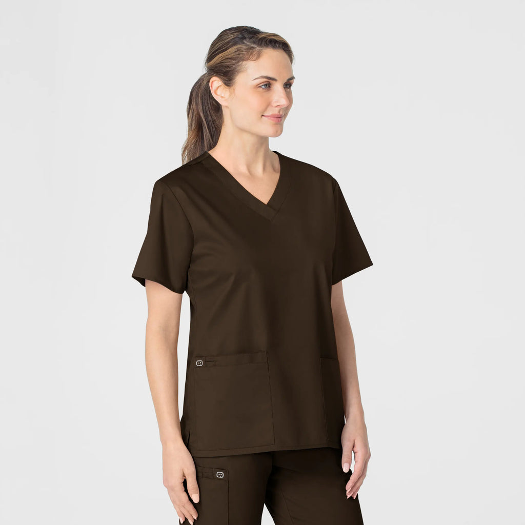 Wink Scrubs Women's WonderWORK V-Neck Scrub Top Chocolate | scrub-supply.com