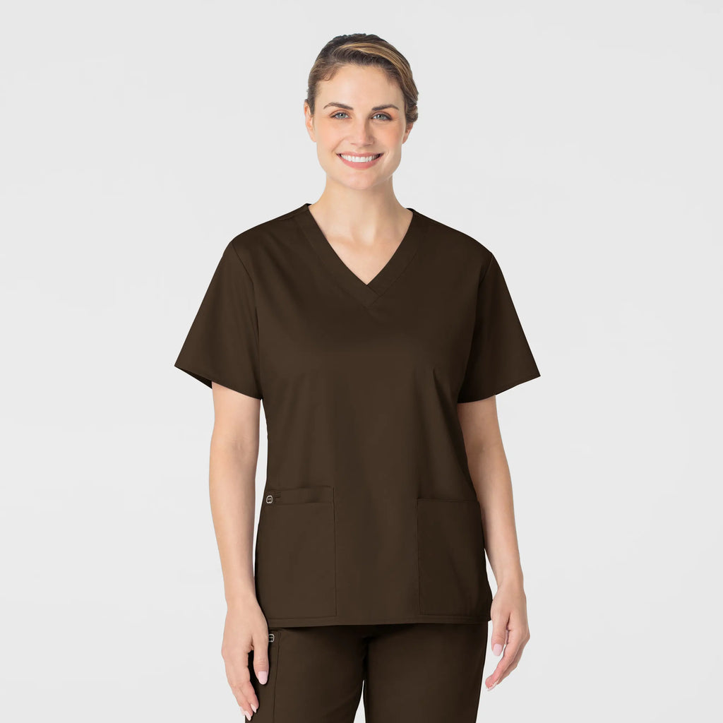 Wink Scrubs Women's WonderWORK V-Neck Scrub Top Chocolate | scrub-supply.com