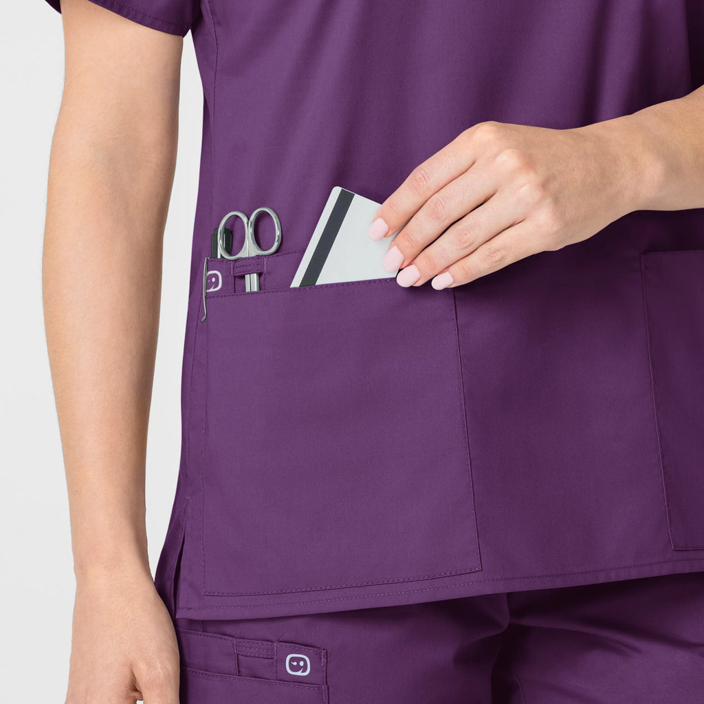 Wink Scrubs Women's WonderWORK V-Neck Scrub Top Eggplant | scrub-supply.com