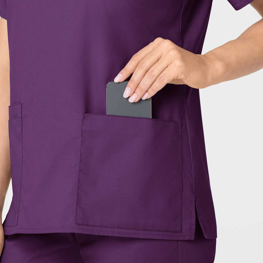 Wink Scrubs Women's WonderWORK V-Neck Scrub Top Eggplant | scrub-supply.com