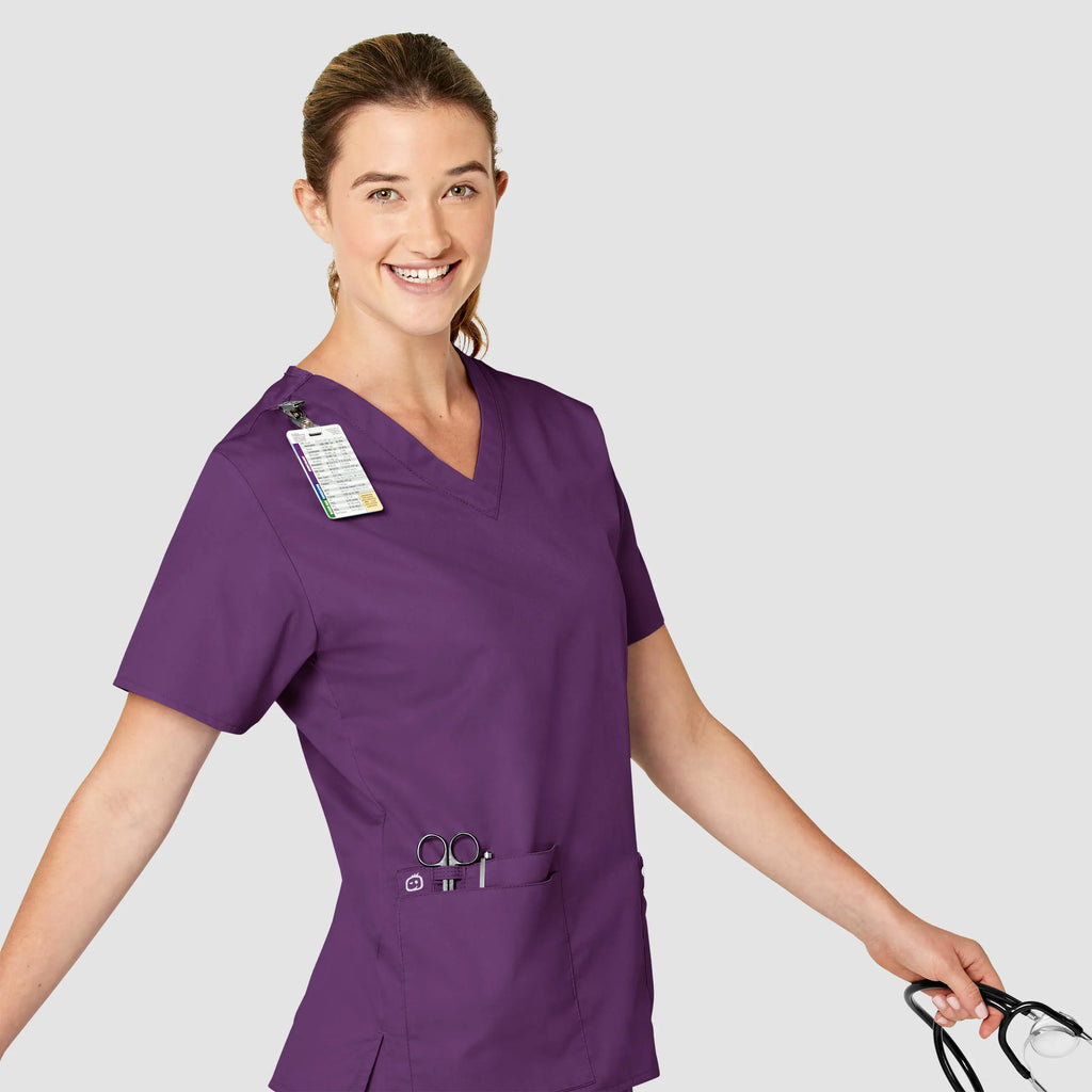 Wink Scrubs Women's WonderWORK V-Neck Scrub Top Eggplant | scrub-supply.com