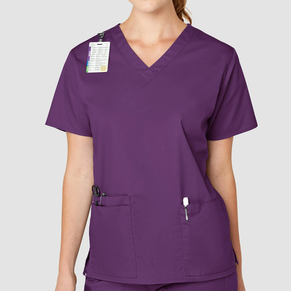 Wink Scrubs Women's WonderWORK V-Neck Scrub Top Eggplant | scrub-supply.com