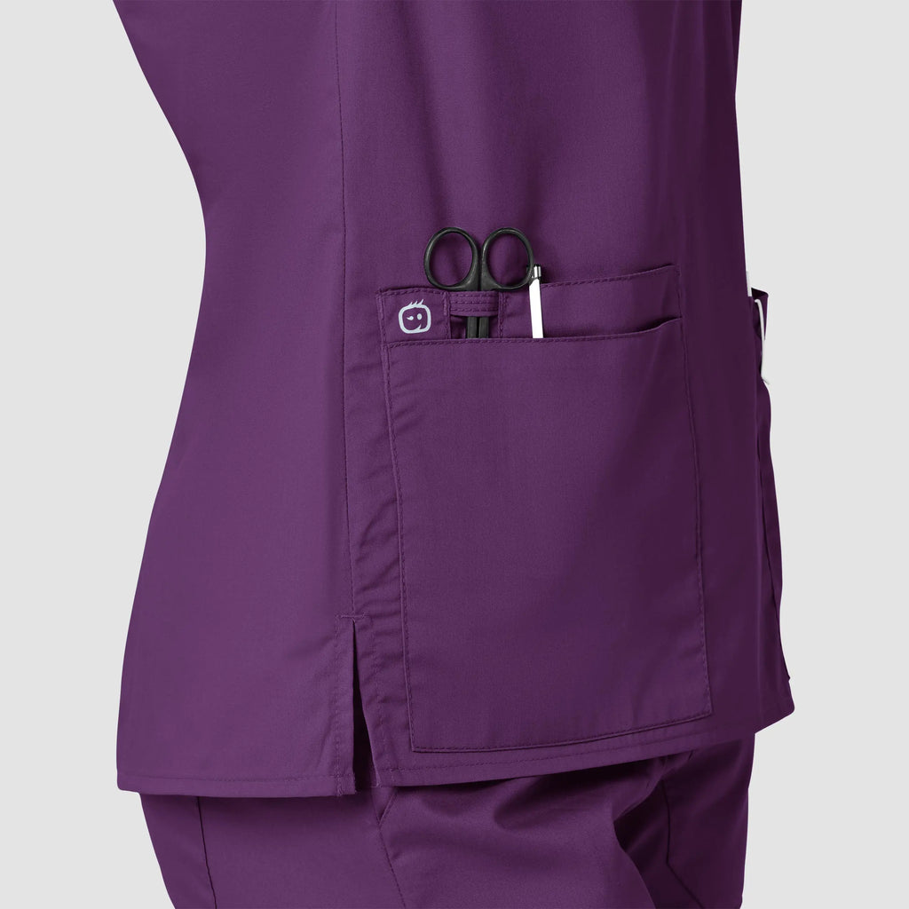 Wink Scrubs Women's WonderWORK V-Neck Scrub Top Eggplant | scrub-supply.com